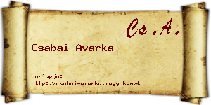 Csabai Avarka névjegykártya